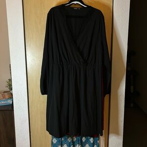 SHEIN curve 3xl cocktail dress black lace front crosses over. Deep v neck